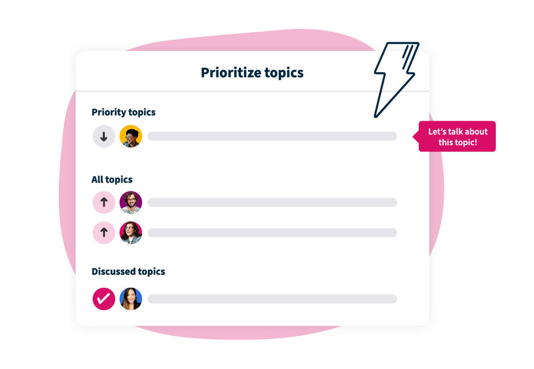 example of topics agenda section in Meetings.io